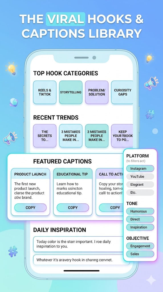 The Viral Hooks & Captions Library